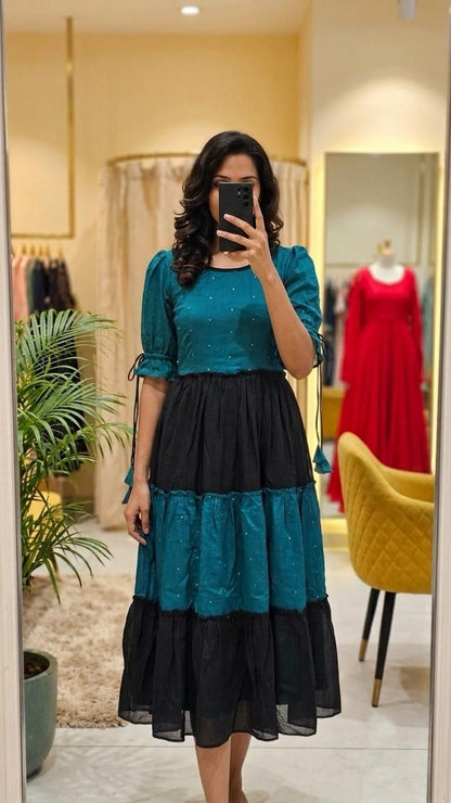 Yashvi Dual Color Magic Tiered Maxi Dress