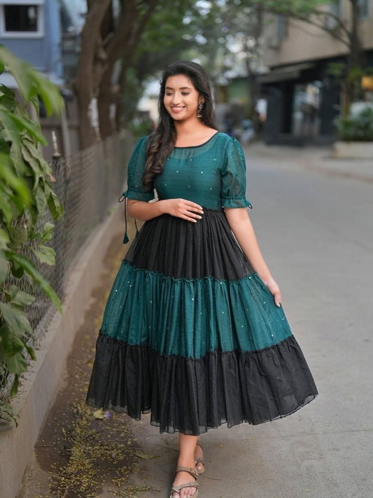 Yashvi Dual Color Magic Tiered Maxi Dress