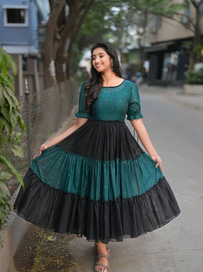 Yashvi Dual Color Magic Tiered Maxi Dress