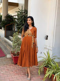 Indira Rust Floral Printed Dress