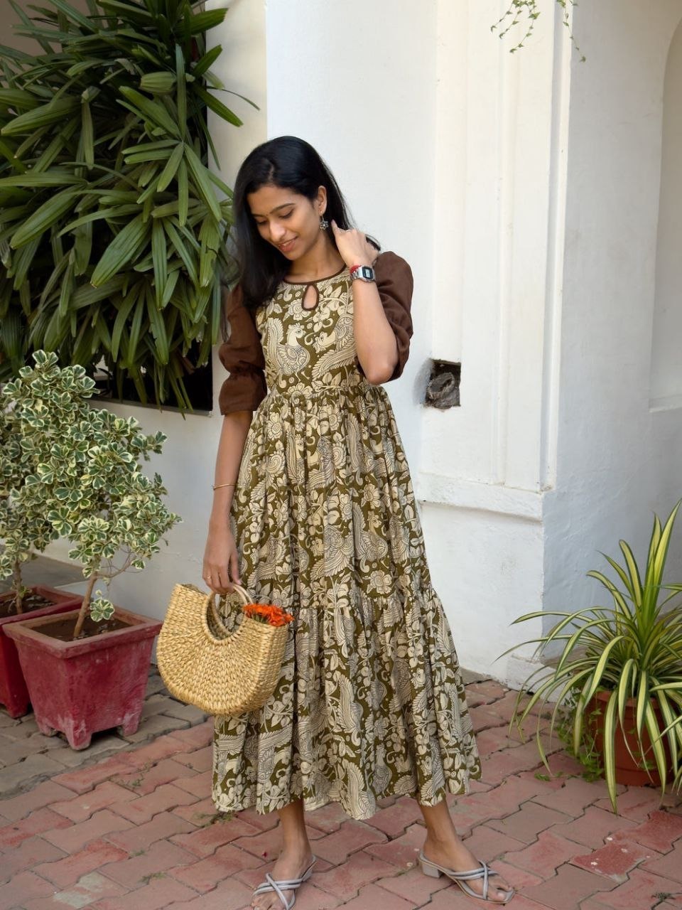Infi Peacock Floral Printed Dress