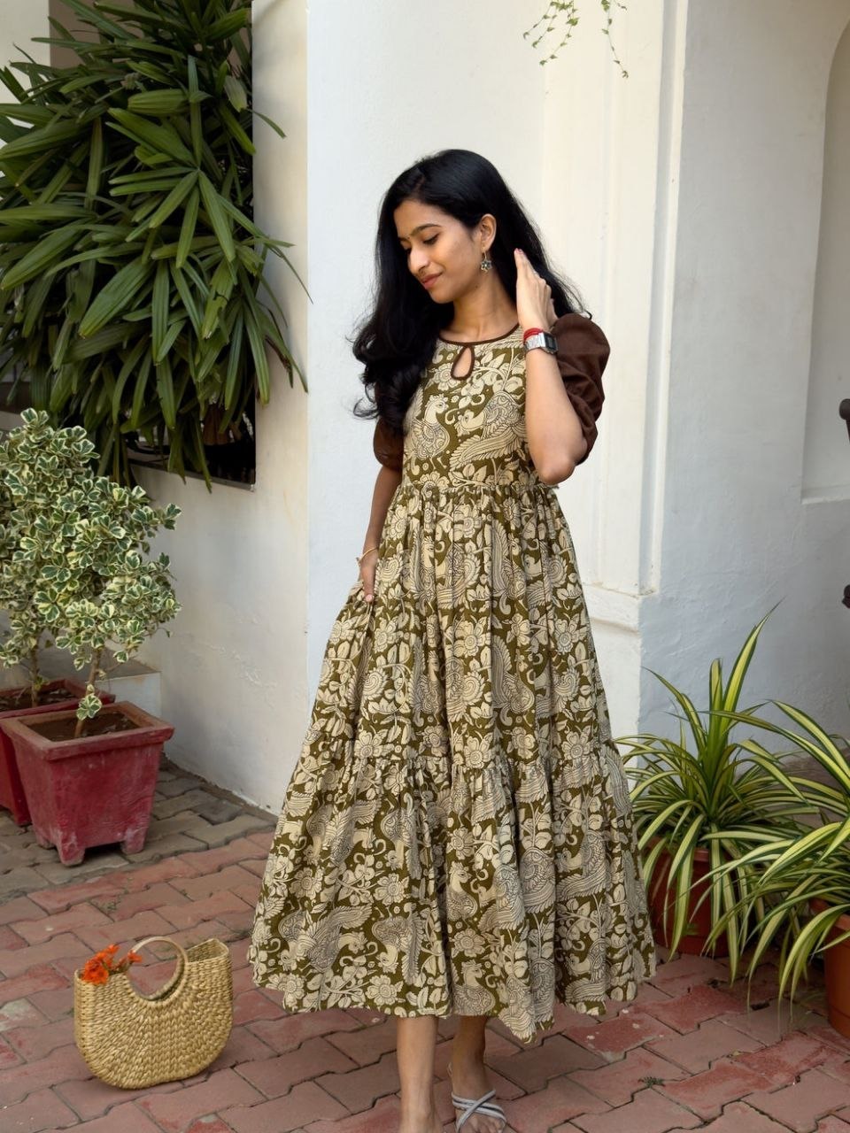 Infi Peacock Floral Printed Dress