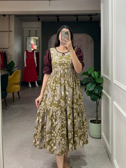 Infi Peacock Floral Printed Dress