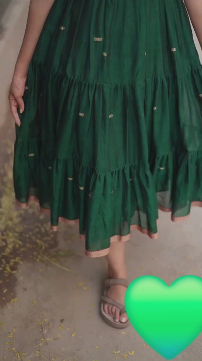 Green Layered Anarkali Maxi Dress
