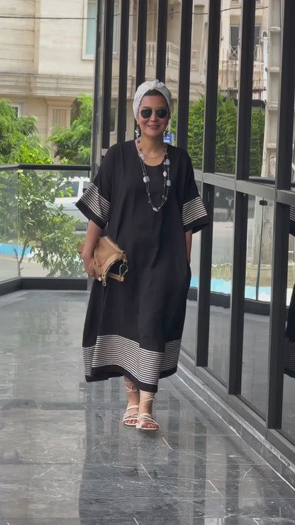 Suhani Black & White Striped Maxi Dress