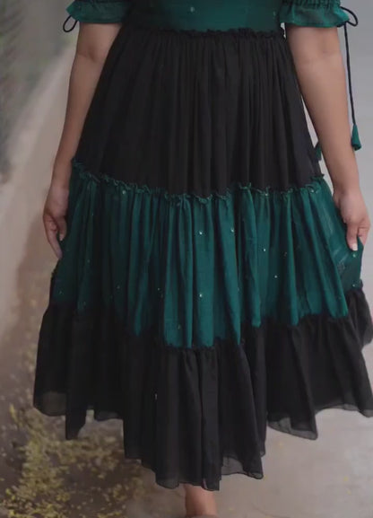 Yashvi Dual Color Magic Tiered Maxi Dress