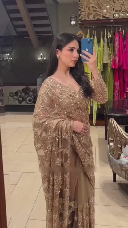 Ruhani Heavy Butterfly Net Designer Saree