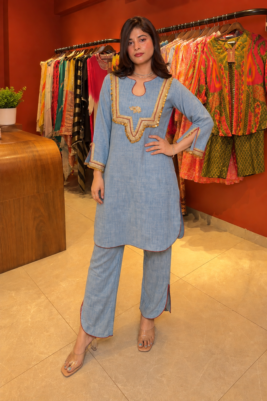 Shagun Designer Linen Kurta Pant Set